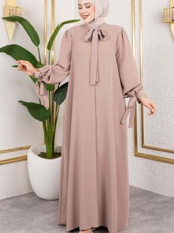 Vizon Manşeti Bağcıklı Ferace Abiye Elbise