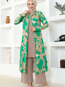 Yeşil Desenli Üçlü Takım