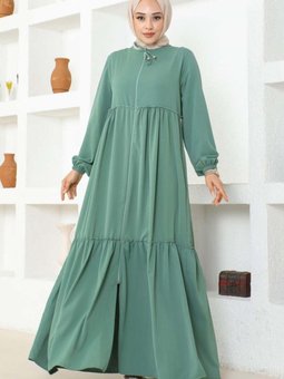 Yeşil Eteği Fırfırlı Jessica Krep Ferace