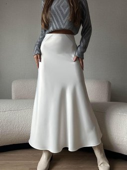 Beyaz Uzun Saten İhracat Etek