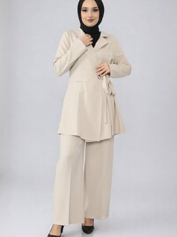 Bej Kuşak Detaylı İkili Takım