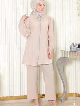 Bej Taş Detaylı İkili Takım