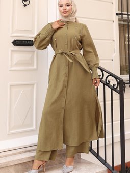 Haki İnci Detaylı İkili Takım