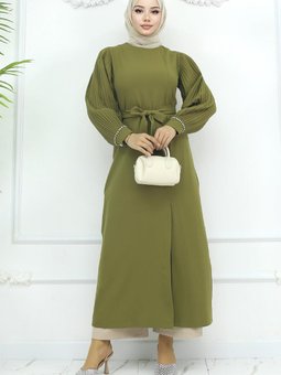 Haki Piliseli Yırtmaçlı İkili Takım