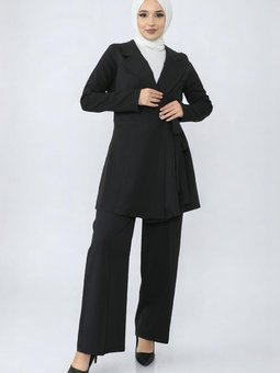 Siyah Kuşak Detaylı İkili Takım