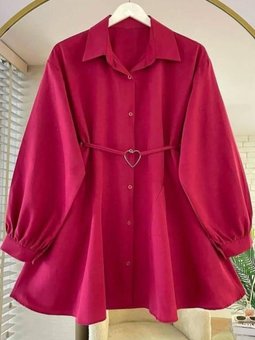 Bordo Kalp Tokalı Kemerli Tunik