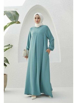 Berlin A Pileli Elbise Mint Yeşili