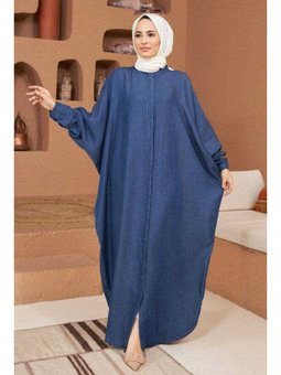 Denim Tensel Abaya Koyu Mavi