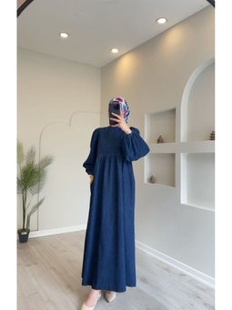 Lacivert Oversize Salaş Kot Elbise