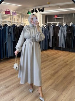 Taş Boynu Ve Kolları Büzgülü Kemerli İnci Düğmeli Kap Pardesü