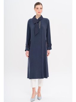 Mendil Yaka Dar Detaylı Astarsız Modal Lacivert Kap