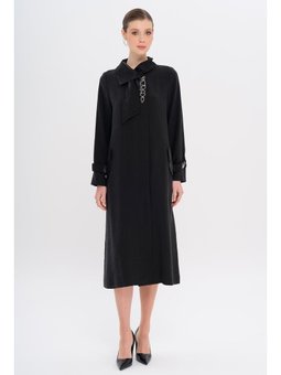 Mendil Yaka Dar Detaylı Astarsız Modal Siyah Kap