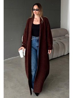 Uzun Salaş Triko Hırka Kahve