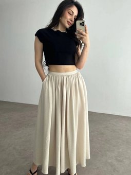 Bej Uzun Cepli Keten Etek