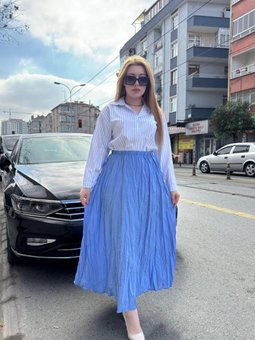 Mavi Uzun Kraş Etek