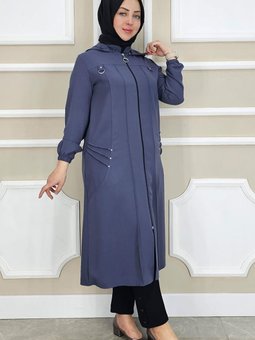 Antrsit Kapüşonlu Nervür Dikim Detaylı Kap