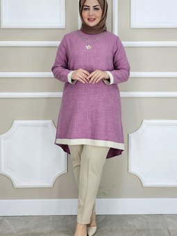 Gül Kurusu Kolye Aksesuarlı Tunik