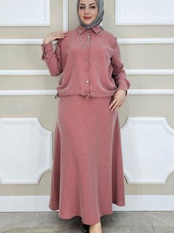 Gül Kurusu Sallantı Aksesuarlı Etekli İkili Takım