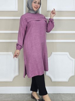 Gül Kurusu Taş Detaylı Tunik
