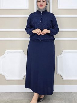 Lacivert Yay Desenli İkili Takım