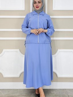 Mavi Aller Dikim Taş Detaylı İkili Takım