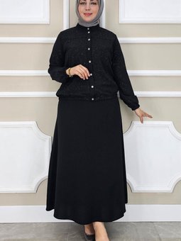 Siyah Yay Desenli İkili Takım