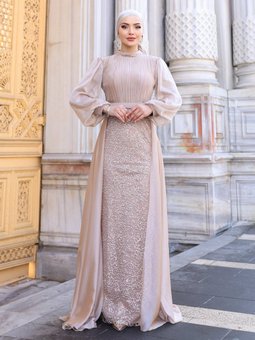 Lavanta Vizon Abiye Elbise