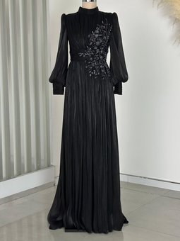 Mor Astoria Abiye Elbise Siyah