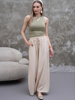 Bej Modal Kumaş Pantolon Etek