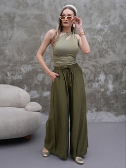 Haki Modal Kumaş Pantolon Etek