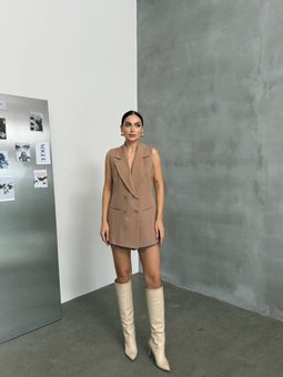 Kahverengi Premium Yaka Detaylı Astarlı Uzun Yelek