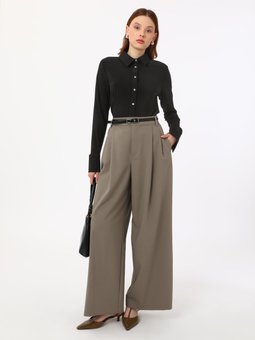 Geniş Manşetli Bluz / Siyah Gömlek