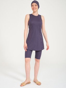 Antrasit Takım Tayt Ve Boneli Mayo