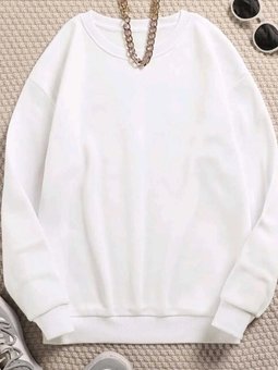 Beyaz Unisex Oversize İplik Şardonlu Sweatshirt