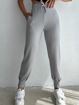 Gri Paça Pileli Modal Kumaş Rahat Kalıp Pantolon