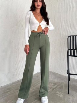 Haki Çımalı Şardonlu Modal Kumaş Pantonlon