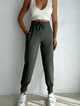 Haki Paça Pileli Modal Kumaş Rahat Kalıp Pantolon