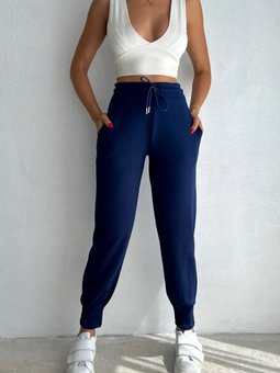 İndigo Paça Pileli Modal Kumaş Rahat Kalıp Pantolon