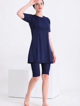 Lacivert Büyük Beden Boneli Kol Mayo