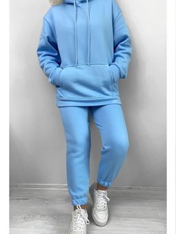 Mavi Üç İplik Şardonlu Eşofman Takım