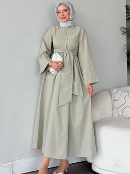 Mint Yeşili Yandan Çapraz Bağlamalı Elbise