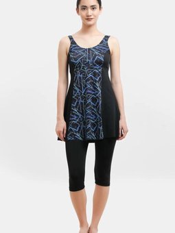 Siyah Büyük Beden Desenli Şortlu Taytkini