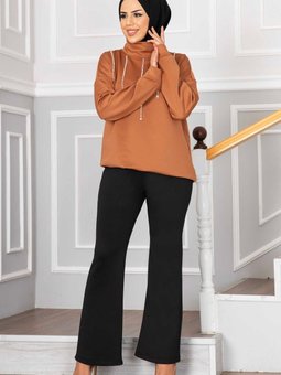 Siyah Dalgıç Ispanyol Paça Pantolon