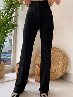 Siyah Palazzo Full Likralı Yüksek Bel Pantolon