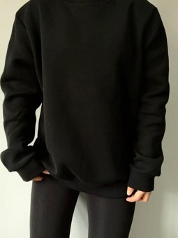 Siyah Unisex Oversize İplik Şardonlu Sweatshirt