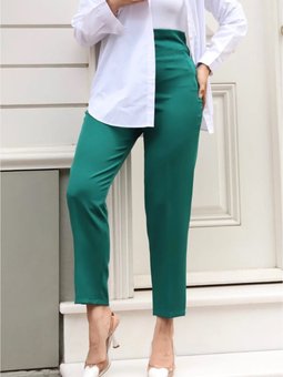 Yeşil Zra Model Pensli Yüksek Bel Pantolon
