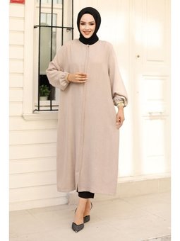 Fermuarlı Taş Rengi Kap