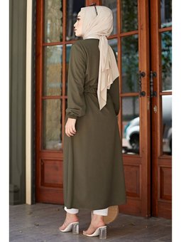 Belden Bağlamalı Hırka Haki