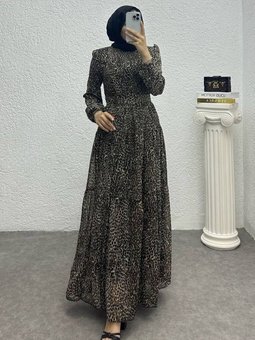 Siyah Kemerli Bisiklet Yaka Elbise