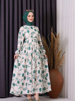 Yeşil Desenli Elbise